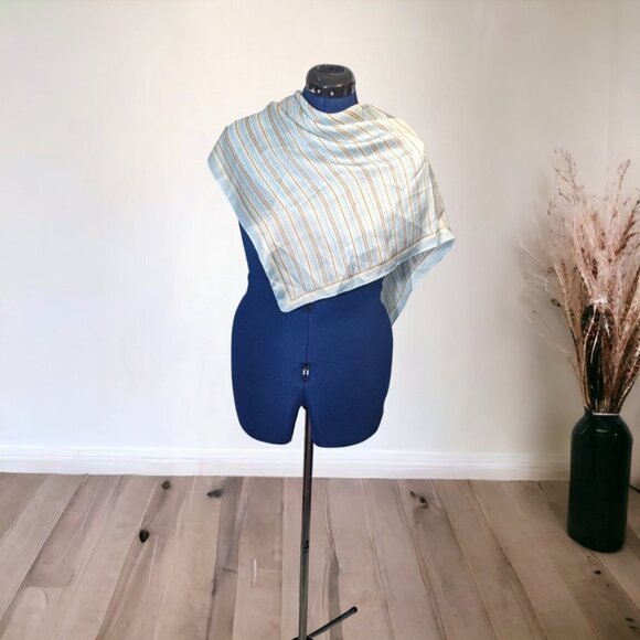 Cleobella Blue Striped Sky Lightweight Vegan Silky Scarf One Size - Picture 7 of 7